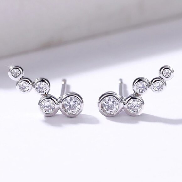 ✨ Unique 925 Silver Plated White CZ Stud Earrings For Women, FB16FA1167 - Picture 3 of 4